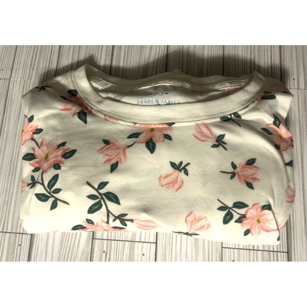 Draper James Womens Cotton Floral Print Longโ Sleeve Top Beige Size XXL